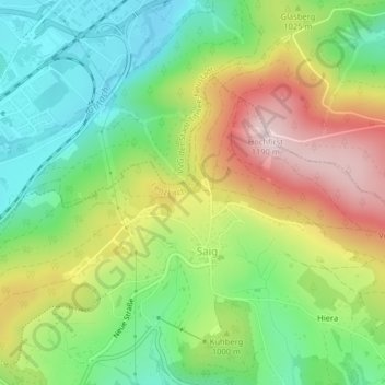 Topografische Karte Schwarzwald, Höhe, Relief