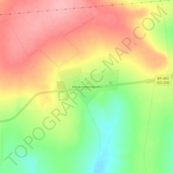 Topografische Karte Almerindonópolis, Höhe, Relief