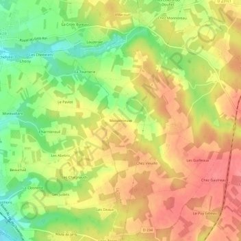 Topografische Karte Maisonneuve, Höhe, Relief