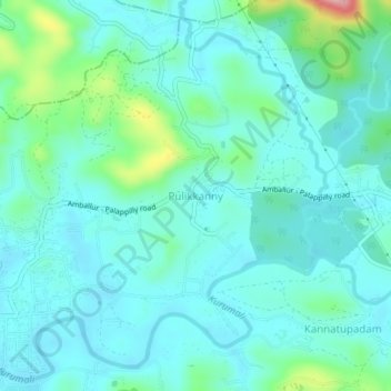 Topografische Karte Pulikkanny, Höhe, Relief