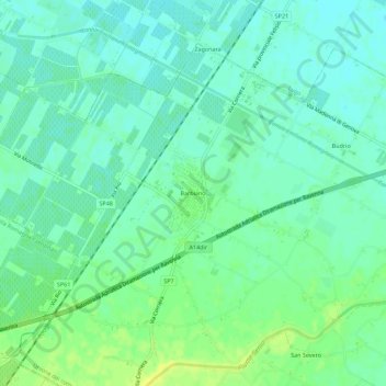 Topografische Karte Barbiano, Höhe, Relief