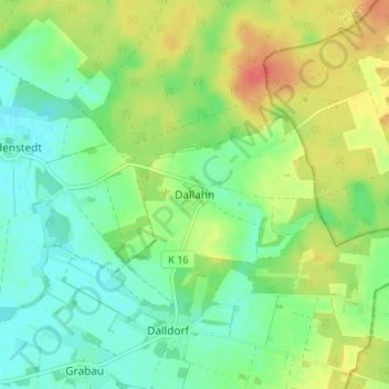 Topografische Karte Dallahn, Höhe, Relief