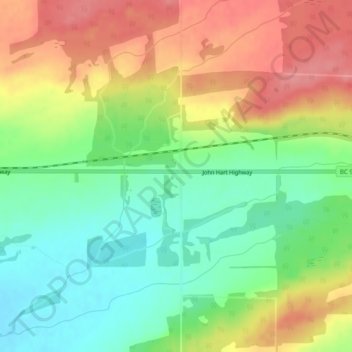 Topografische Karte Groundbirch, Höhe, Relief