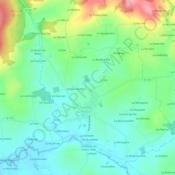 Topografische Karte Gruau, Höhe, Relief