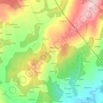 Topografische Karte Esgueva, Höhe, Relief