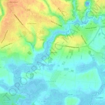 Topografische Karte La Miltière, Höhe, Relief