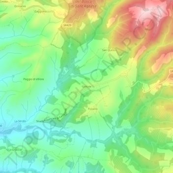 Topografische Karte Gretole, Höhe, Relief