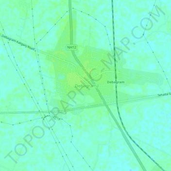 Topografische Karte Debagram, Höhe, Relief