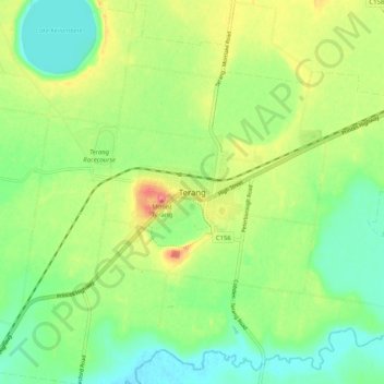 Topografische Karte Terang, Höhe, Relief