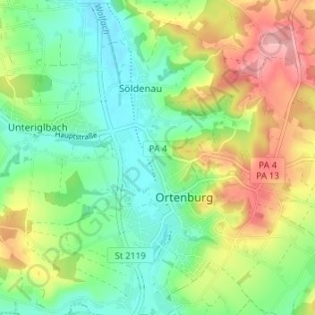 Topografische Karte Kamm, Höhe, Relief