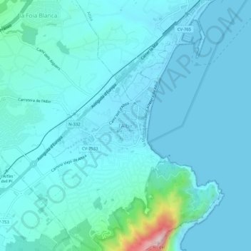 Topografische Karte l'Albir, Höhe, Relief