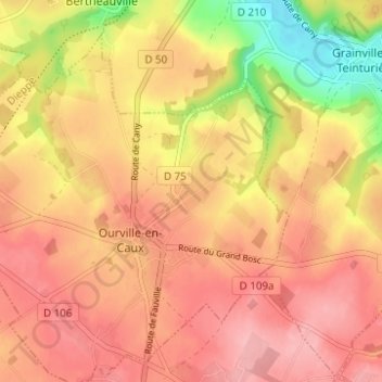 Topografische Karte Froiderue, Höhe, Relief