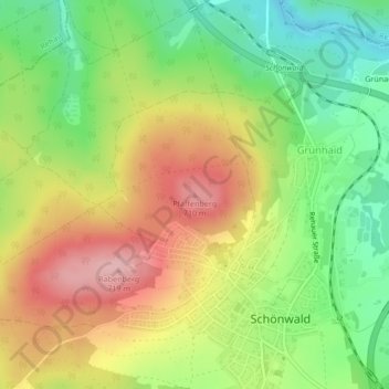 Topografische Karte Pfaffenberg, Höhe, Relief