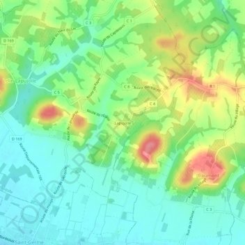 Topografische Karte Lapujolle, Höhe, Relief