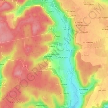 Topografische Karte La Cosnardière, Höhe, Relief