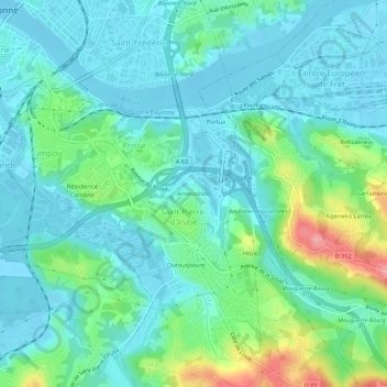 Topografische Karte Ametzondo, Höhe, Relief