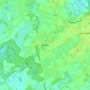Topografische Karte Bokel, Höhe, Relief