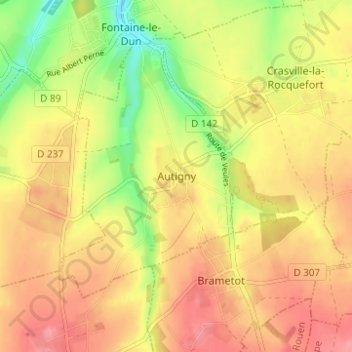 Topografische Karte Autigny, Höhe, Relief