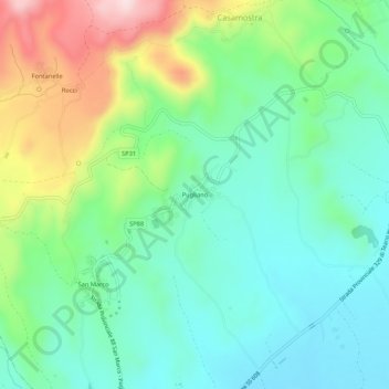 Topografische Karte Pugliano, Höhe, Relief