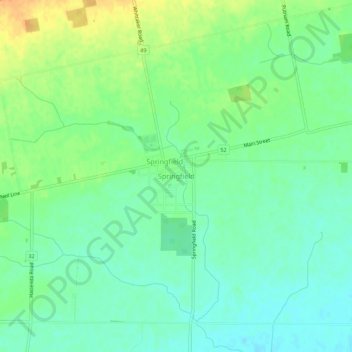 Topografische Karte Springfield, Höhe, Relief