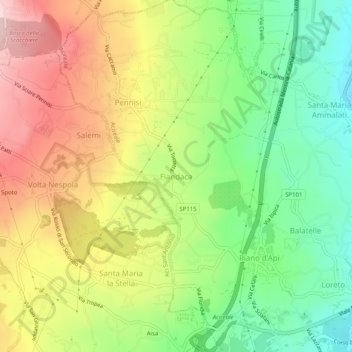 Topografische Karte Fiandaca, Höhe, Relief