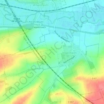 Topografische Karte Sandgasse, Höhe, Relief