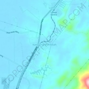 Topografische Karte Kampung Muhibbah, Höhe, Relief