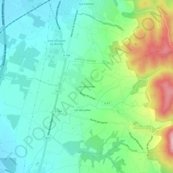Topografische Karte Les Vincentes, Höhe, Relief