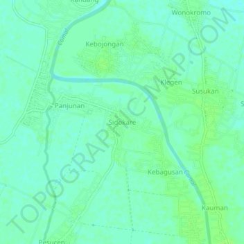 Topografische Karte Sidokare, Höhe, Relief