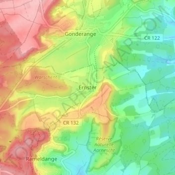 Topografische Karte Ernster, Höhe, Relief