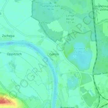 Topografische Karte Gohlis, Höhe, Relief