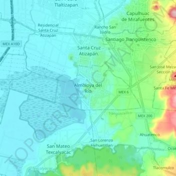 Topografische Karte Almoloya del Río, Höhe, Relief