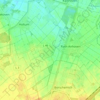 Topografische Karte Isengraben, Höhe, Relief