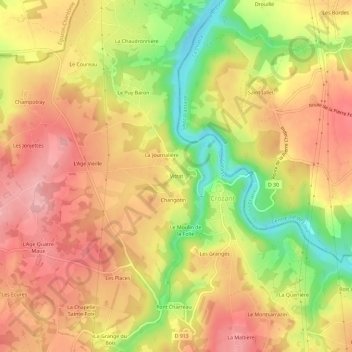 Topografische Karte Vitrat, Höhe, Relief