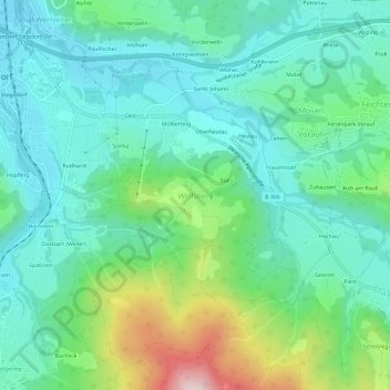 Topografische Karte Wolfsberg, Höhe, Relief