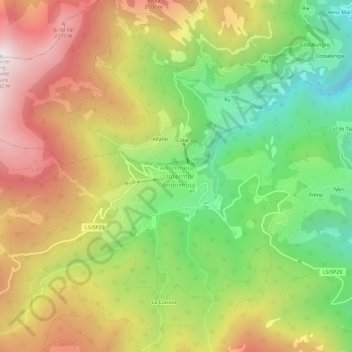 Topografische Karte Untermoj, Höhe, Relief
