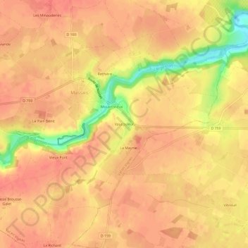 Topografische Karte Vaucouleur, Höhe, Relief