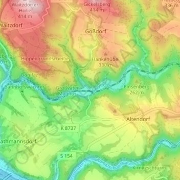 Topografische Karte Kohlmühle, Höhe, Relief