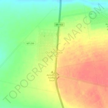 Topografische Karte Ouro Branco do Sul, Höhe, Relief