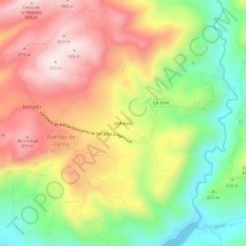 Topografische Karte Dehesilla, Höhe, Relief