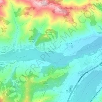 Topografische Karte Viazzano, Höhe, Relief