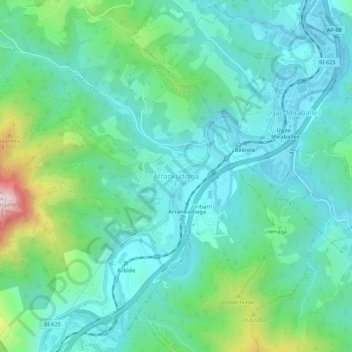 Topografische Karte Arrancudiaga, Höhe, Relief