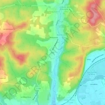 Topografische Karte Faye, Höhe, Relief