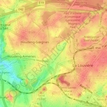 Topografische Karte Ferme de la Basse Louvière, Höhe, Relief