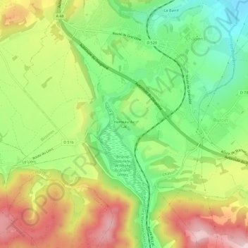 Topografische Karte Hameau du Lac, Höhe, Relief