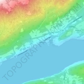 Topografische Karte Hjelset, Höhe, Relief