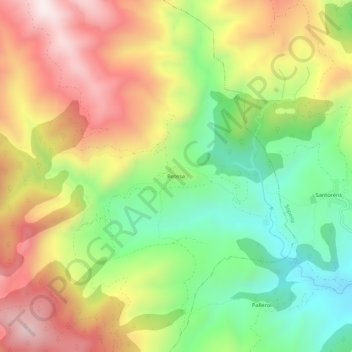 Topografische Karte Betesa, Höhe, Relief