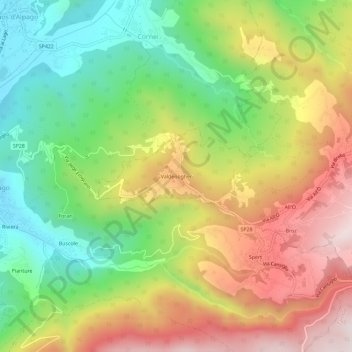 Topografische Karte Valdenogher, Höhe, Relief