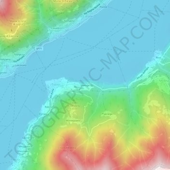 Topografische Karte Moniga, Höhe, Relief