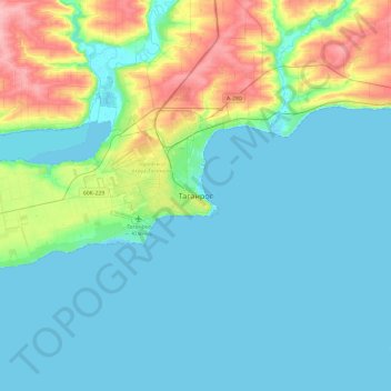 Topografische Karte Taganrog, Höhe, Relief